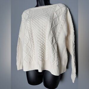 Lauren Ralph Lauren Black Tag Vintage CableKnit 100% Cotton Pullover Sz 1X TG